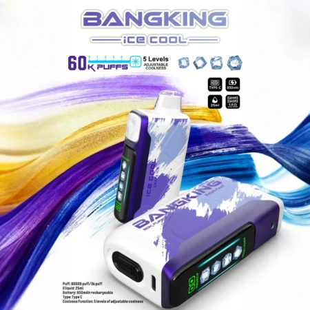 Bang King 60000 拋棄式電子煙｜LED 電量螢幕 × 五檔冰感控制｜大容量續航・多款口味