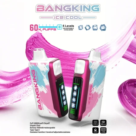 Bang King 60000 拋棄式電子煙｜LED 電量螢幕 × 五檔冰感控制｜大容量續航・多款口味