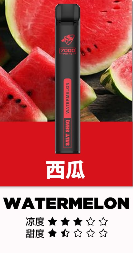 SALT SHAQ 鯊克7000口拋棄式煙桿｜持久續航・經典口感 小黑條