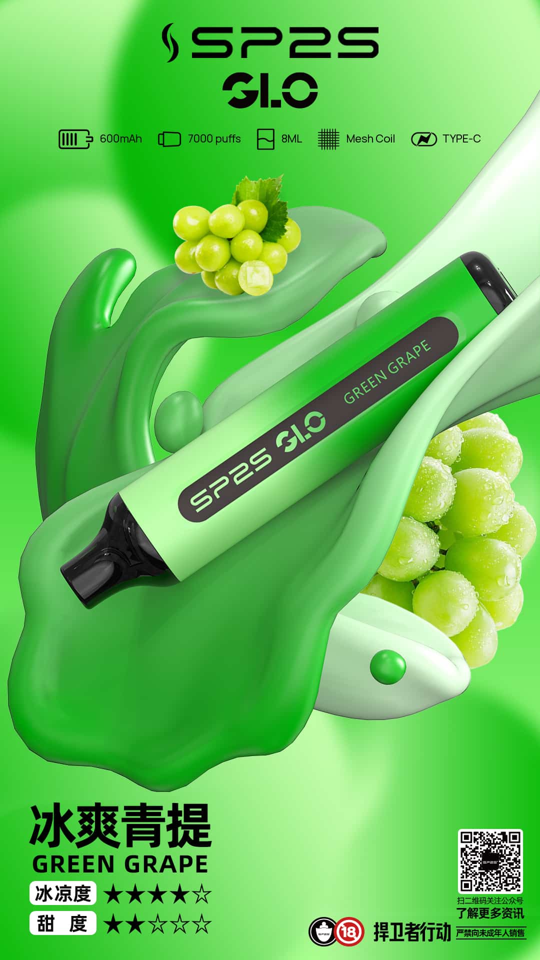 SP2S GLO 7000口霧化器｜持久穩定輸出 暢享大煙量